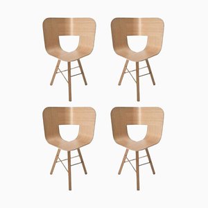 Natural Oak Tria Wood 3 Legs Chair by Colé Italia, Set of 4