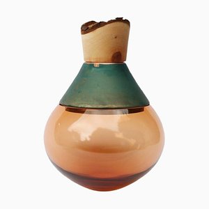 Small Peach and Copper Patina India II Vessel by Pia Wüstenberg