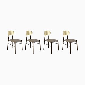 Beech Structure Stained Gold Leaf Bokken Dining Chair by Colé Italia, Set of 4