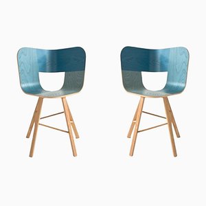 Denim Tria Wood 4 Legs Chair by Colé Italia, Set of 2
