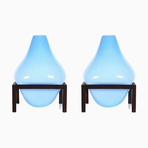 Runde quadratische blaue Bubble Vase von Studio Thier & Van Daalen, 2er Set