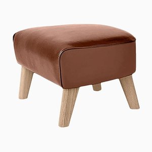 Brown Leather and Natural Oak My Own Chair Footstool from by Lassen