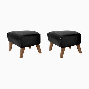 Black Leather and Smoked Oak My Own Chair Footstools from by Lassen, Set of 2