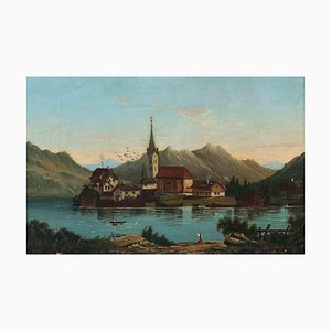 Pintura al óleo original de Gustav Adolf Gaupp, View of the Bergsee, 1889