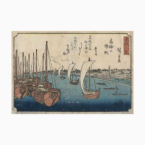 Utagawa Hiroshige, Takanawa no Kihan, 1843, Original Woodblock Print