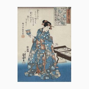 Utagawa Kuniyoshi, Geisha, 1845, Gravure sur Bois Originale