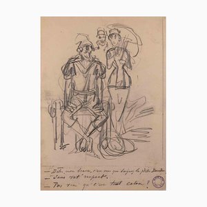 Alfred Grevin, The Gentleman and the Woman with the Sunshade, Fin 19th-Century, Pencil