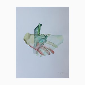 Nino Eliashvili, Finger gekreuzt, 2022, Aquarell auf Papier
