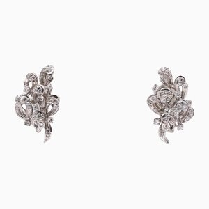 18k White Gold Earrings with Diamonds 1ctw, 1960s, Set of 2
