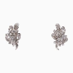 Boucles d'Oreilles en Or Blanc 18k avec Diamants 1ctw, 1960s, Set de 2