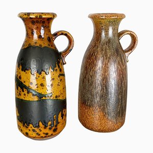 Mehrfarbige Fat Lava Vasen aus Keramik von Scheurich, 1970er, 2er Set
