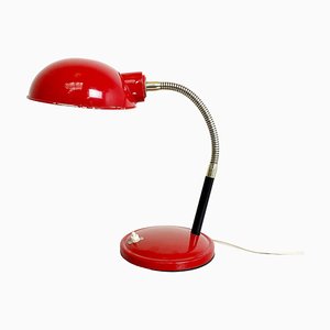 Lampada da tavolo Mid-Century moderna in metallo rosso, Italia, anni '60