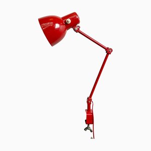 Moderne italienische Mid-Century Tischlampe aus rotem Metall mit Klemme, 1960er