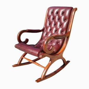 Rocking Chair Vintage Style Chesterfield Bordeaux