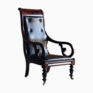 Antique William IV Mahogany Library Armchair, 1830s
