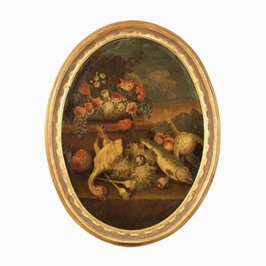Pintura de bodegón, siglo XVIII, óleo sobre lienzo, enmarcado