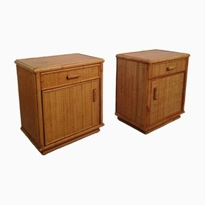 Bedside Tables in Rattan, Italy, 1970s, Set of 2
