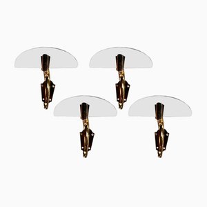 Italian Brass and Acrylic Glass Coat-Hangers in the Style of Fontana Arte, Set of 4