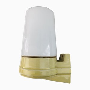 Modell 6070 Wandlampen aus Gelbem Porzellan & Opalglas von Sigvard Bernadotte für Ifö, 1960er, 2er Set