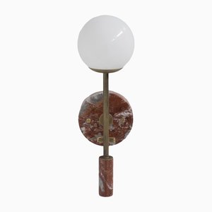 Italian Red Marble and Brass Wall Lamp