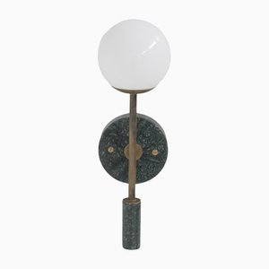 Italian Green Marble and Brass Wall Lamp
