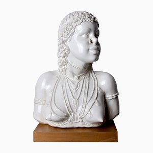 Bust of Woman in White Ceramic, Italy, 1970s