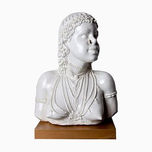 Buste de Femme en Céramique Blanche, Italie, 1970s