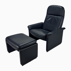 DS50 Lounge Chair in Dark Blue Leather from De Sede, 1980s