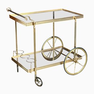 Mid-Century French Brass Drink Cart