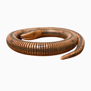 Escultura de serpiente flexible vintage de madera