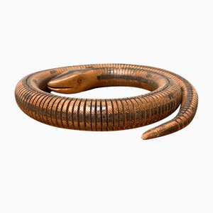Scultura vintage a forma di serpente in legno