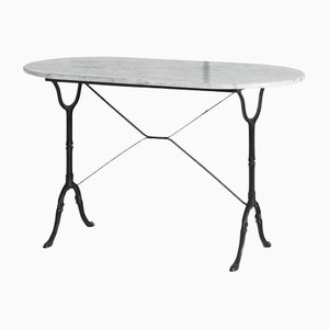 French Marble Table with Cast Iron Feet, 1960s
