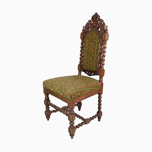 Renaissance Stuhl mit hoher Rückenlehne aus massiver Eiche