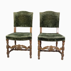 Renaissance Style Oak Dining Chairs, 1930, Set of 2