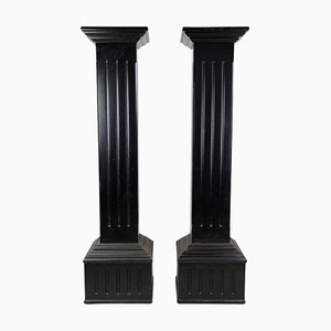 Schwarz lackierte Säulentische im Louis XVI Stil, 1980er, 2er Set