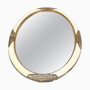 White Oval Mirror with Gilded Ornaments, 1890s