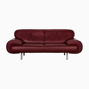 Red Leather Laaus Two-Seater Sofa