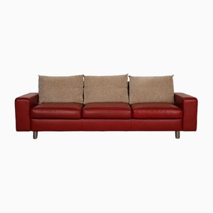 Stressless E600 Leather Sofa Red Three Seater Couch