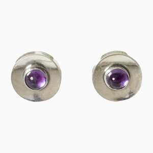 Silver & Amethyst Earrings by Arvo Saarela, Set of 2