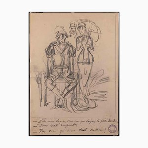 Alfred Grevin, The Gentleman and the Woman with the Sunshade, Fin 19th-Century, Pencil