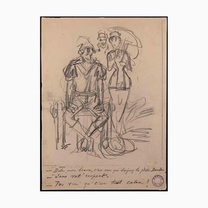 Alfred Grevin, The Gentleman and the Woman with the Sunshade, Late 19th-Century, Pencil
