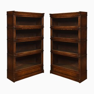 Oak 4-Sectional Bookcases, Set of 2