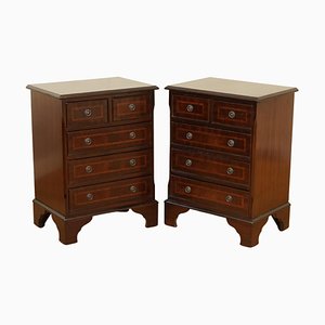 Sheraton Flamed Hardwood Bedside Chests of Drawers, Set of 2