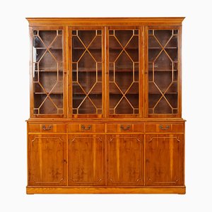 Burr Yew Wood Display Cabinet or Bookcase with Keys
