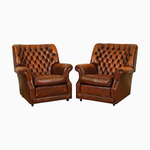 Leather Monk Chesterfield Armchairs by Pegasus for Harrods, Set of 2