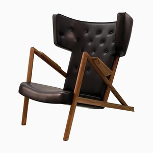 Grasshopper Armchair in Wood and Leather by Finn Juhl for Design M