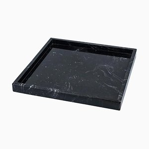 Plateau Carré en Marbre Noir Marquina