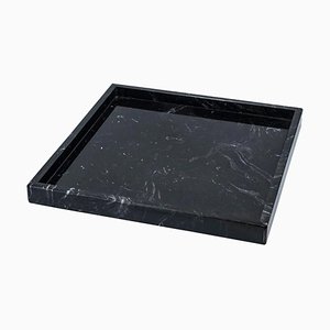 Quadratisches Tablett aus schwarzem Marquina Marmor