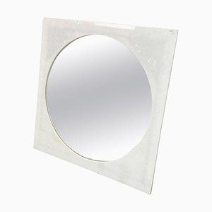 Miroir Rond Post-moderne avec Cadre Carré en Plastique, Italie, 1980s