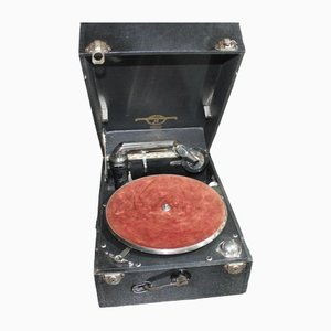 Tourne-Disque Portable Columbia 201 avec Phonographe à Manivelle